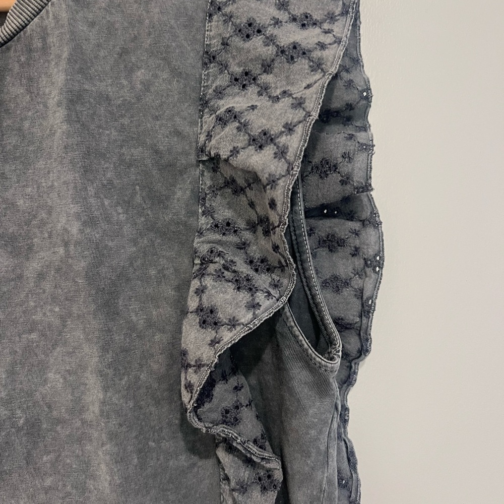 Promod Washed Grey Ruffle-Sleeve Tank - Picture 3 of 4